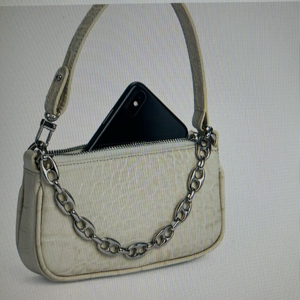NWT Mini By Far Rachel Cream Croco Embossed Leather - Picture 3 of 3